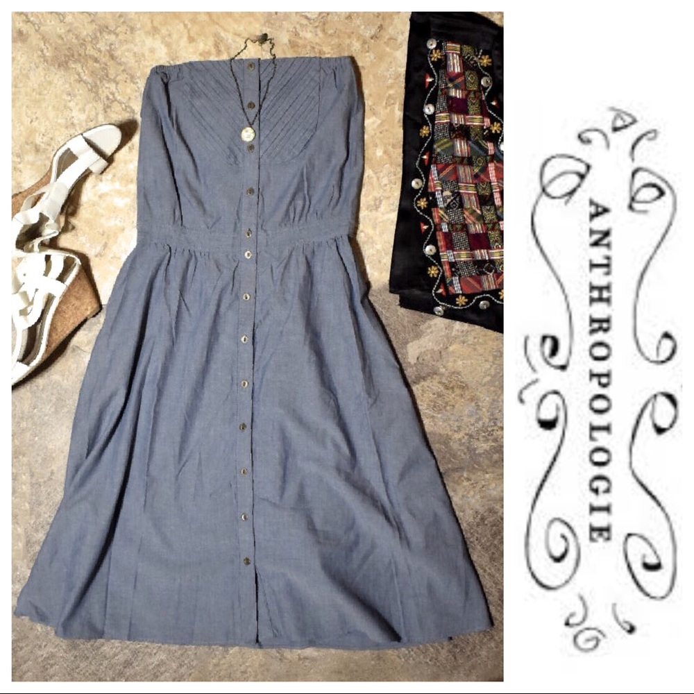 Pink & Chartreuse Button Down Midi Chambray Dress